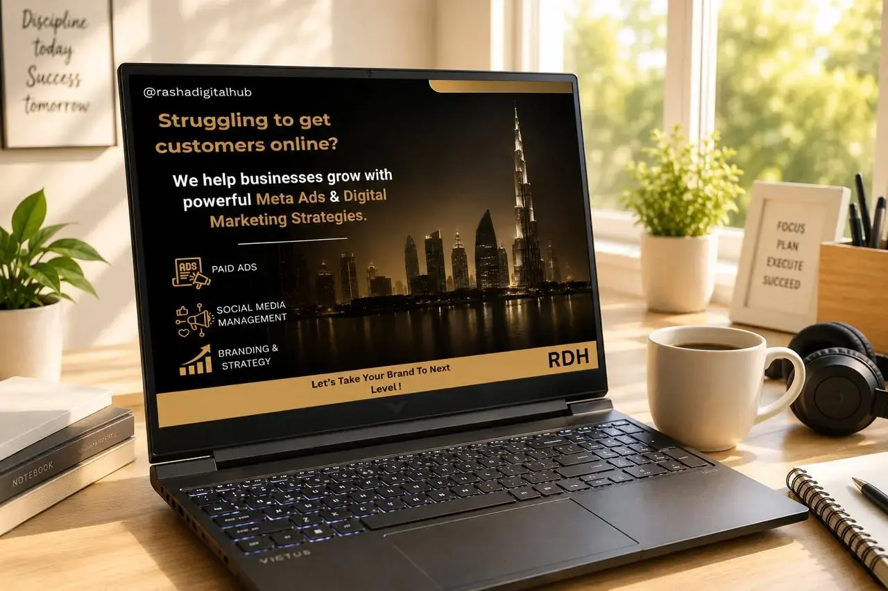 Freelance Digital Marketing expert in Dubai showcasing my work in hero section